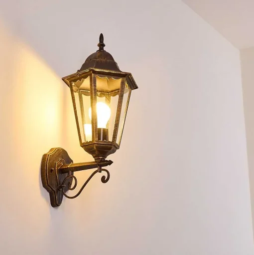 Applique Exterieure Hongkong Brun Dore, 1 Lumiere