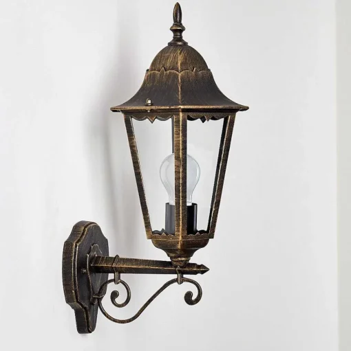 Applique Exterieure Hongkong Brun Dore, 1 Lumiere