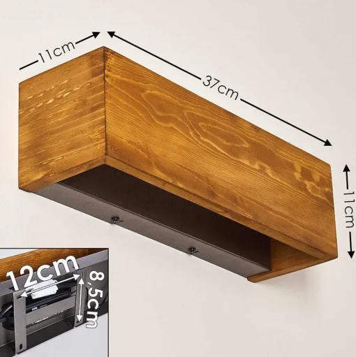 Applique Murale Adak Led Bois Fonce, 1 Lumiere