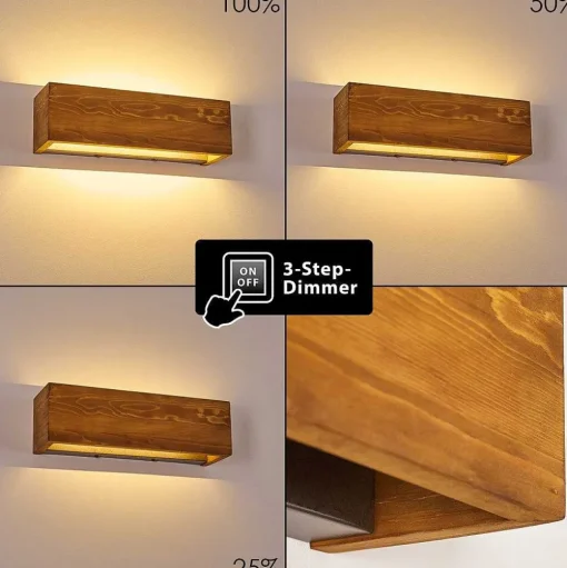 Applique Murale Adak Led Bois Fonce, 1 Lumiere