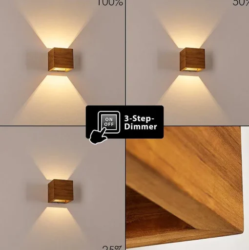 Applique Murale Adak Led Bois Fonce, 1 Lumiere