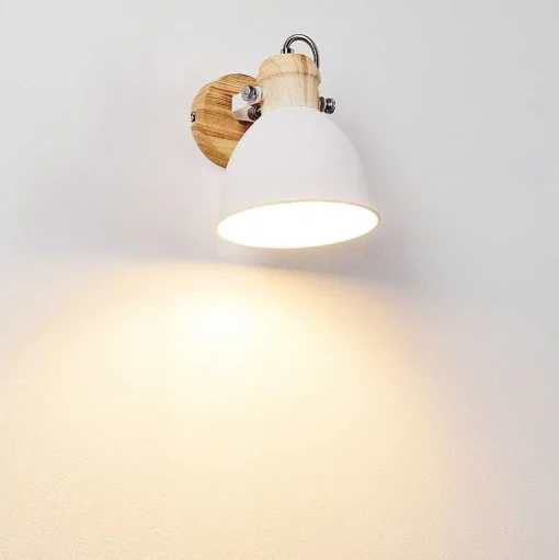 Applique Murale Banjul Bois Clair, Blanc, 1 Lumiere