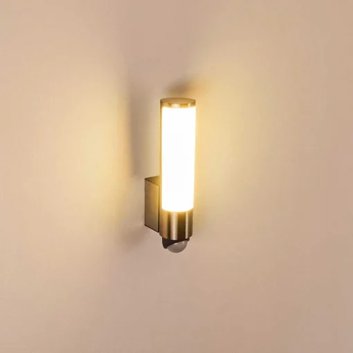 Applique Murale D'Exterieur Vason Led Acier Inoxydable, 1 Lumiere, Detecteur De Mouvement