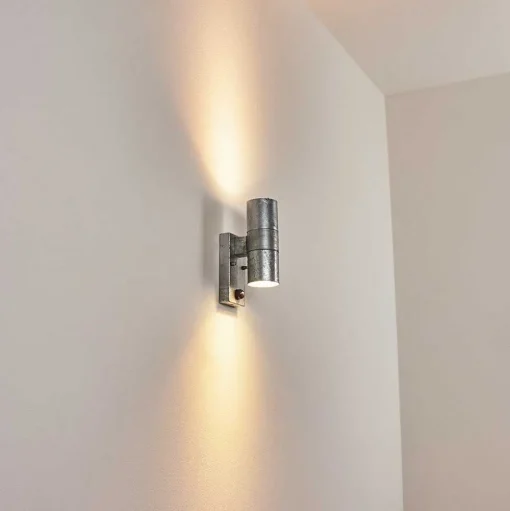 Applique Murale D'Exterieur Bessiebelle Zingue, 2 Lumieres, Detecteur De Mouvement