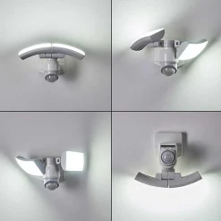 Applique Murale D'Exterieur Foroyar Led Blanc, 2 Lumieres, Detecteur De Mouvement