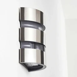 Applique Murale D'Exterieur Kolding Led Acier Inoxydable, Noir, 1 Lumiere, Detecteur De Mouvement
