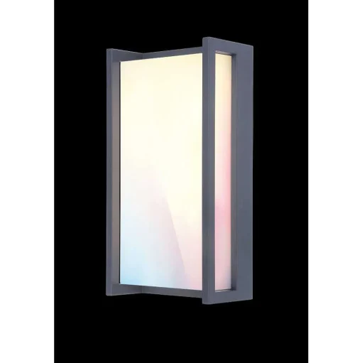 Applique Murale D'Exterieur Lutec Qubo Led Anthracite, 1 Lumiere, Changeur De Couleurs