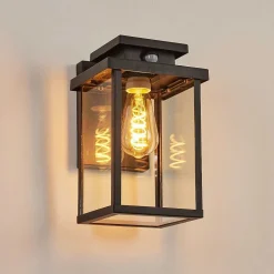 Applique Murale D'Exterieur Tieva Noir, 1 Lumiere, Detecteur De Mouvement