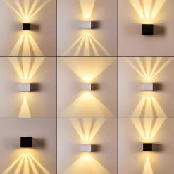 Applique Murale D'Exterieur Jonava Led Noir, 2 Lumieres