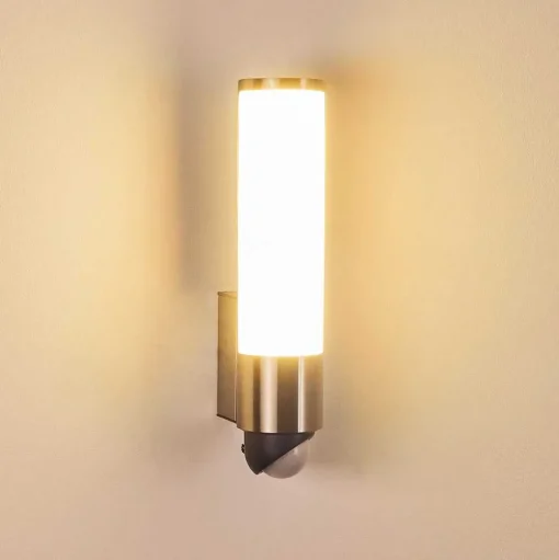 Applique Murale D'Exterieur Vason Led Acier Inoxydable, 1 Lumiere, Detecteur De Mouvement