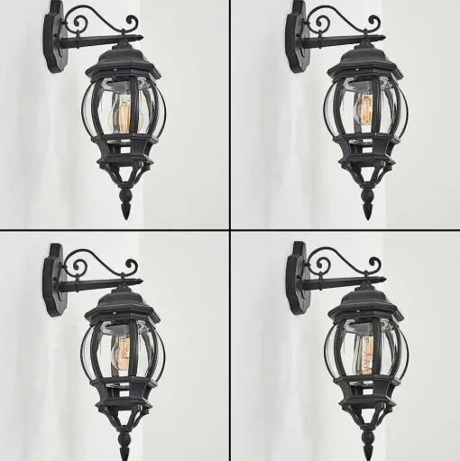 Applique Murale D'Exterieur Lentua Noir, 1 Lumiere