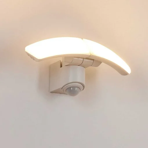 Applique Murale D'Exterieur Carnetin Led Blanc, 2 Lumieres, Detecteur De Mouvement