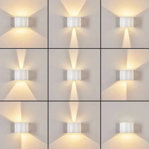 Applique Murale D'Exterieur Tamarin Led Blanc, 2 Lumieres
