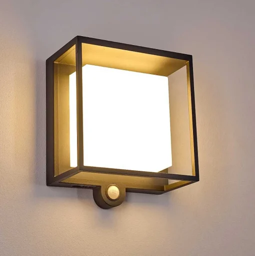 Applique Murale D'Exterieur Lansing Led Anthracite, 1 Lumiere, Detecteur De Mouvement