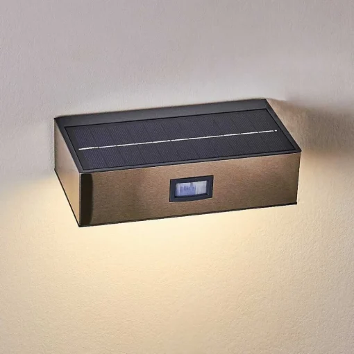 Applique Murale D'Exterieur Attu Led Nickel Mat, 1 Lumiere, Detecteur De Mouvement