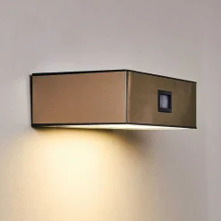 Applique Murale D'Exterieur Attu Led Nickel Mat, 1 Lumiere, Detecteur De Mouvement