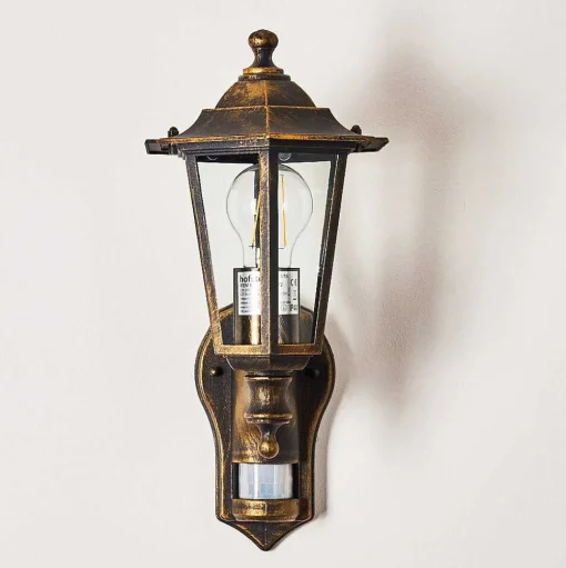 Applique Murale D'Exterieur Loria Brun Dore, 1 Lumiere