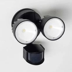 Applique Murale D'Exterieur Emmerlev Led Noir, 2 Lumieres, Detecteur De Mouvement