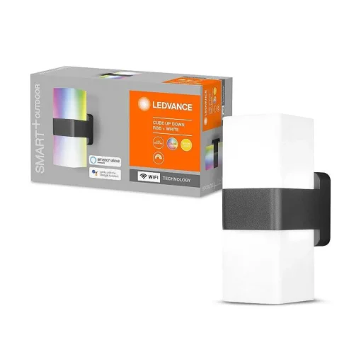 Applique Murale D'Exterieur Ledvance Cube Gris, 1 Lumiere, Changeur De Couleurs