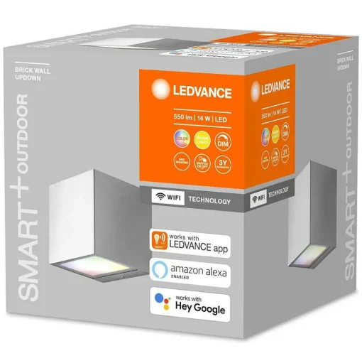 Applique Murale D'Exterieur Ledvance Smart+ Acier Brosse, 1 Lumiere