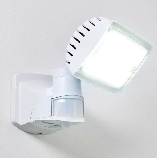 Applique Murale D'Exterieur Loit Led Blanc, 1 Lumiere, Detecteur De Mouvement