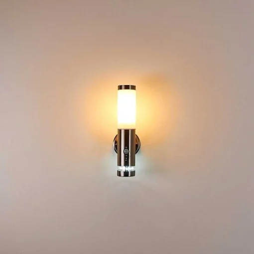 Applique Murale D'Exterieur Walise Acier Inoxydable, 1 Lumiere, Detecteur De Mouvement
