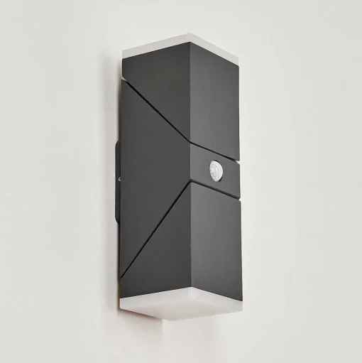 Applique Murale D'Exterieur Toogong Led Anthracite, 2 Lumieres, Detecteur De Mouvement