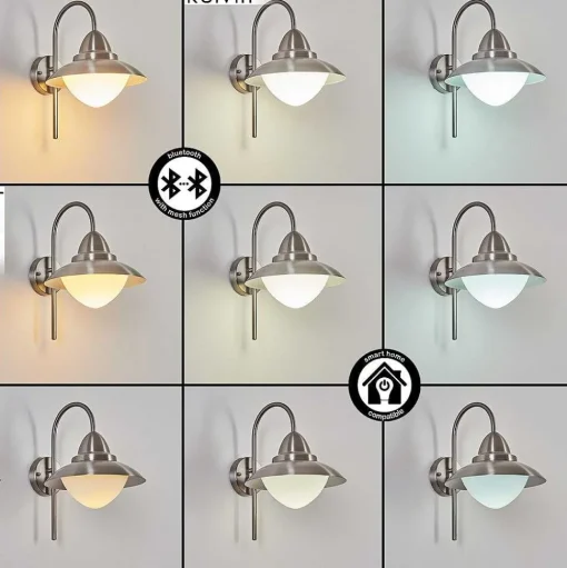 Applique Murale D'Exterieur Gielas Led Nickel Mat, 1 Lumiere