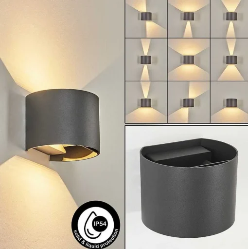 Applique Murale D'Exterieur Tamarin Led Anthracite, 2 Lumieres
