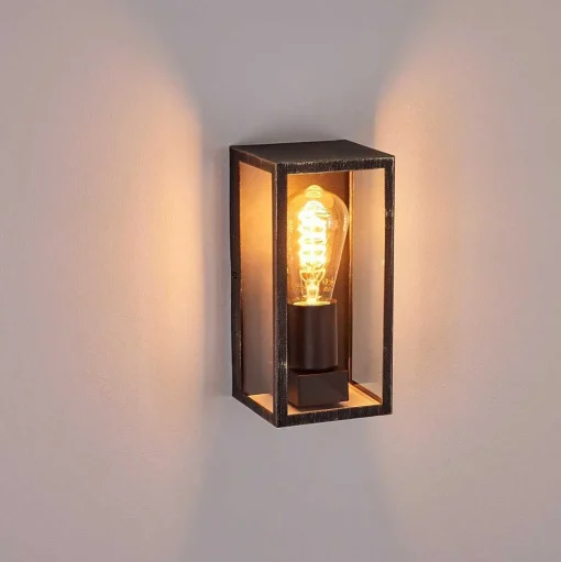 Applique Murale D'Exterieur Hakkas Noir Dore, 1 Lumiere