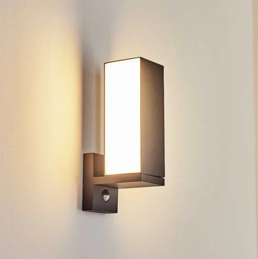 Applique Murale D'Exterieur Swanek Led Anthracite, 1 Lumiere, Detecteur De Mouvement