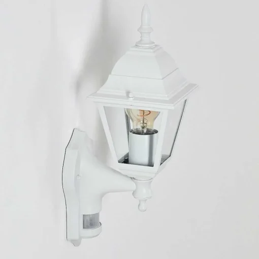 Applique Murale D'Exterieur Naofe Blanc, 1 Lumiere, Detecteur De Mouvement