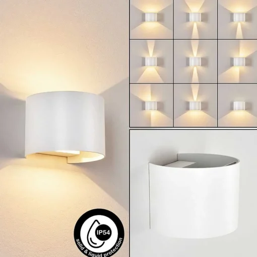 Applique Murale D'Exterieur Tamarin Led Blanc, 2 Lumieres