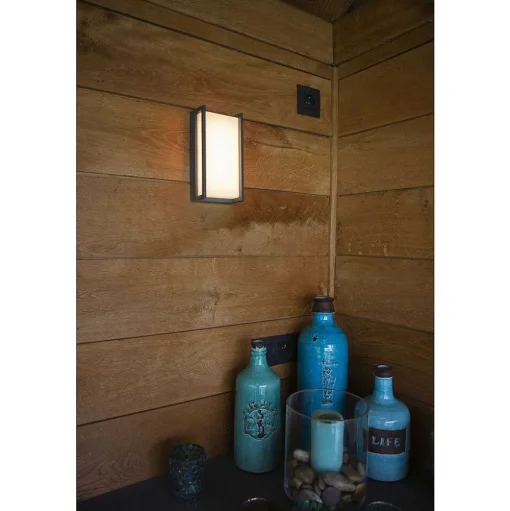 Applique Murale D'Exterieur Lutec Qubo Led Anthracite, 1 Lumiere, Changeur De Couleurs