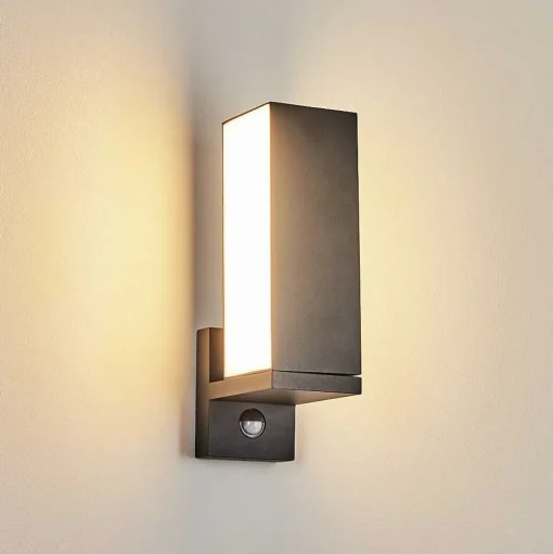 Applique Murale D'Exterieur Swanek Led Anthracite, 1 Lumiere, Detecteur De Mouvement