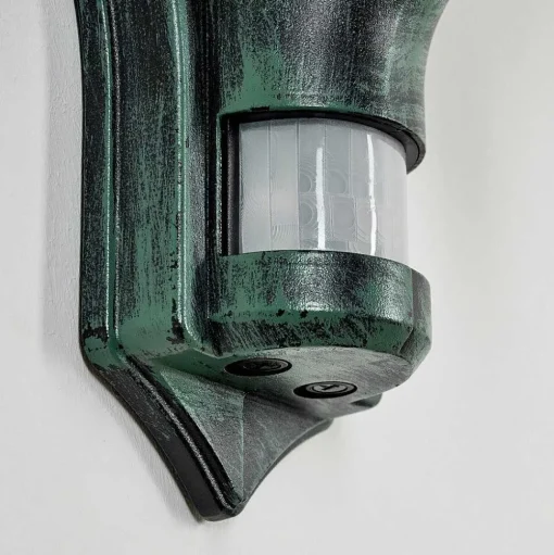 Applique Murale D'Exterieur Loria Vert, Noir, 1 Lumiere, Detecteur De Mouvement