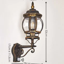 Applique Murale D'Exterieur Lentua Brun Dore, 1 Lumiere, Detecteur De Mouvement