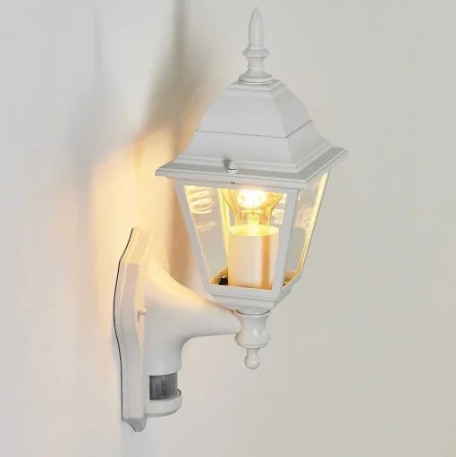 Applique Murale D'Exterieur Naofe Blanc, 1 Lumiere, Detecteur De Mouvement