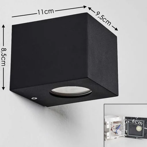 Applique Murale D'Exterieur Jonava Led Noir, 2 Lumieres