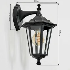 Applique Murale D'Exterieur Loria Noir, 1 Lumiere