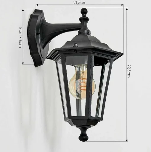 Applique Murale D'Exterieur Loria Noir, 1 Lumiere