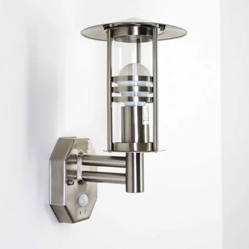 Applique Murale Forli Acier Inoxydable, 1 Lumiere, Detecteur De Mouvement