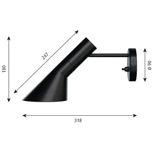 Applique Murale Louis Poulsen Aj Noir, 1 Lumiere