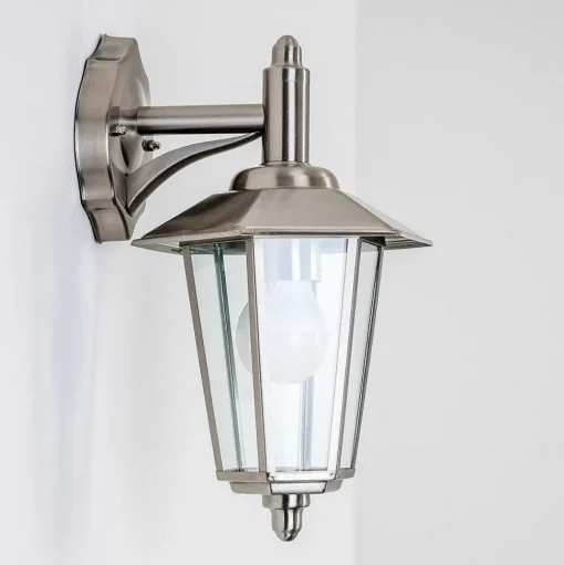 Applique Murale Moskau Down Acier Inoxydable, Transparent, 1 Lumiere