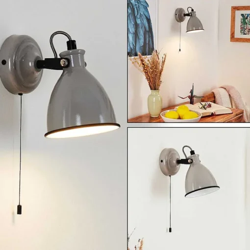 Applique Murale Selki Gris, Noir, 1 Lumiere