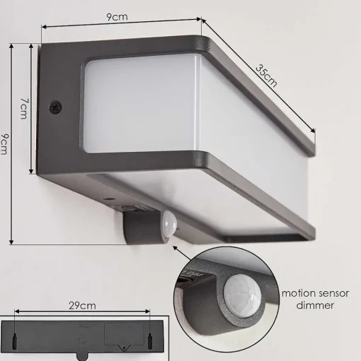 Applique Solaire Burseryd Led Anthracite, 1 Lumiere, Detecteur De Mouvement