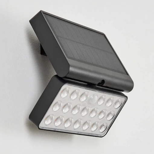 Applique Solaire Estampes Led Anthracite, 1 Lumiere, Detecteur De Mouvement