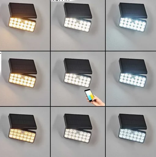 Applique Solaire Estampes Led Anthracite, 1 Lumiere, Detecteur De Mouvement