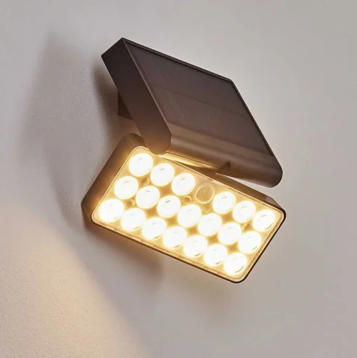 Applique Solaire Estampes Led Anthracite, 1 Lumiere, Detecteur De Mouvement