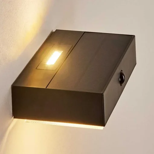 Applique Solaire Seilhac Led Noir, 1 Lumiere, Detecteur De Mouvement